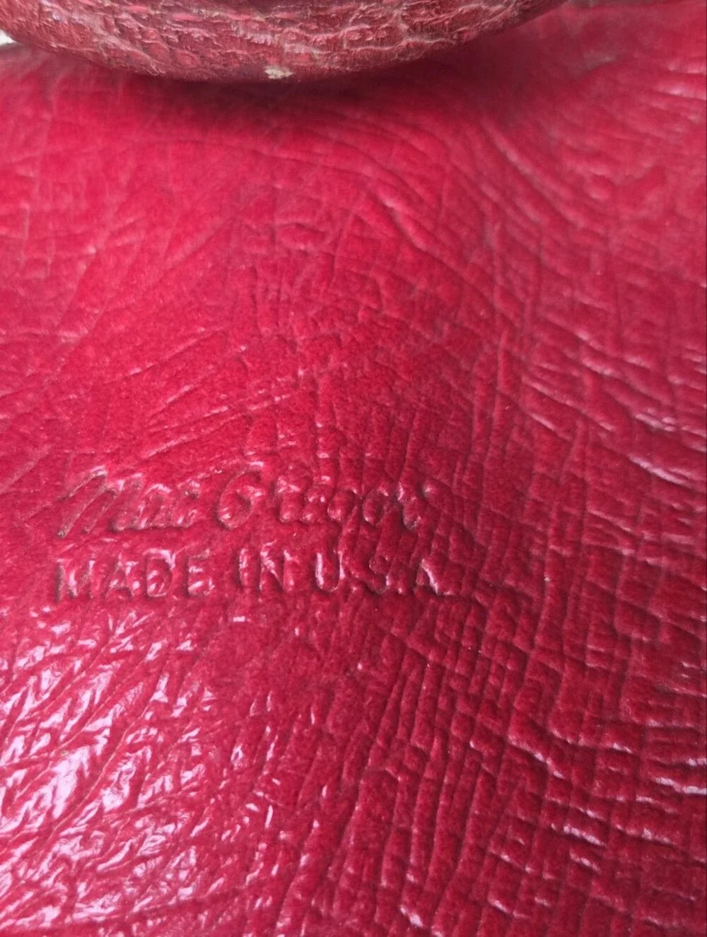 Vintage MacGregor Pebbled Red Leather Travel Duffel Bag (Made in USA)